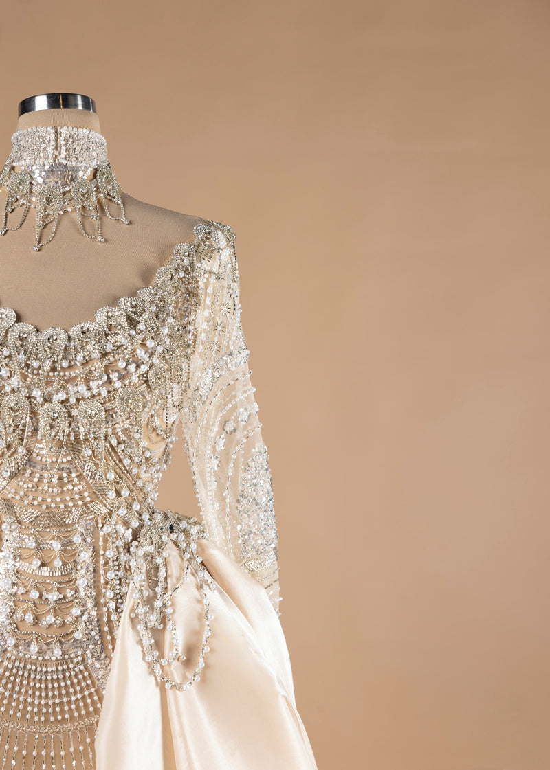 Sihëna Pearl Sovereign — ivory bateau long-sleeve mermaid wedding dress