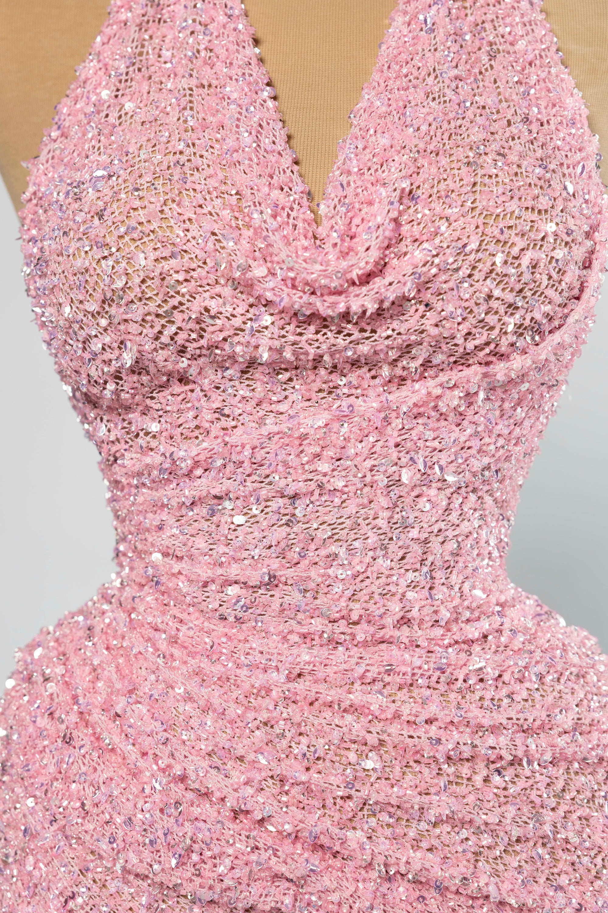 Sihëna Peony Luster — pink halter sleeveless mermaid evening dress