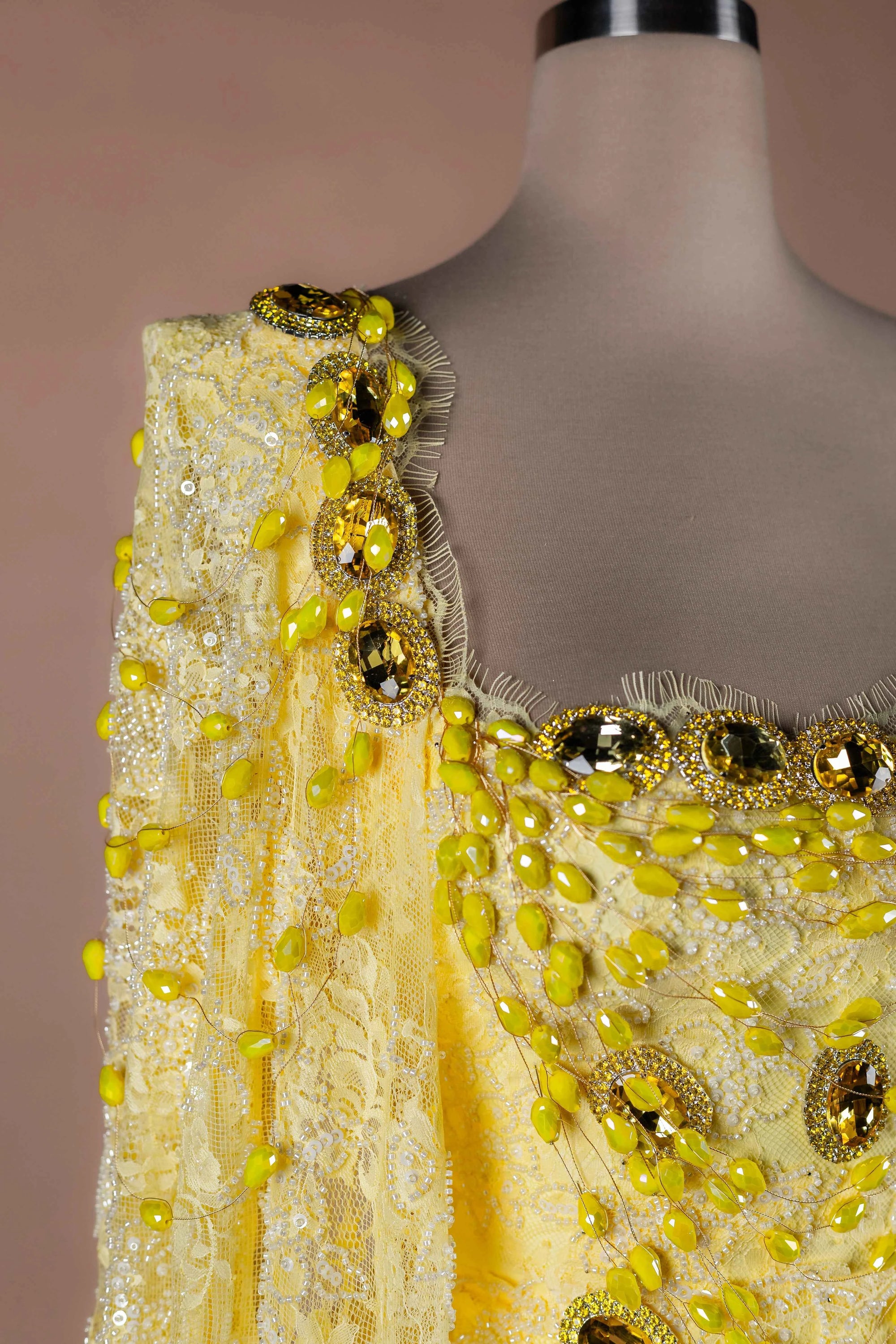 Sihëna Citrine Heirloom — marigold square cape-sleeve column evening dress