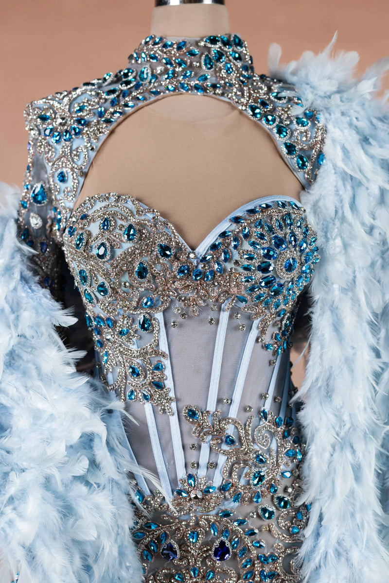 Sihëna Glacial Splendor — powder-blue sweetheart off-shoulder mermaid evening dress