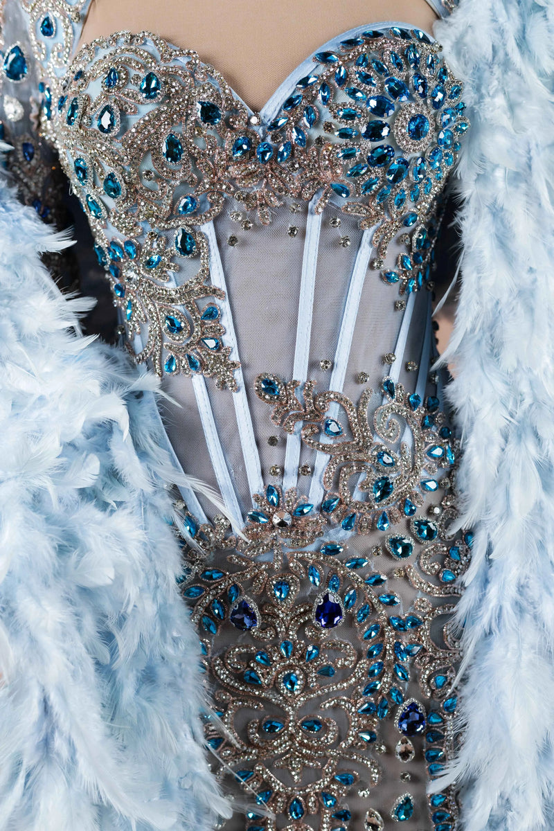 Sihëna Glacial Splendor — powder-blue sweetheart off-shoulder mermaid evening dress