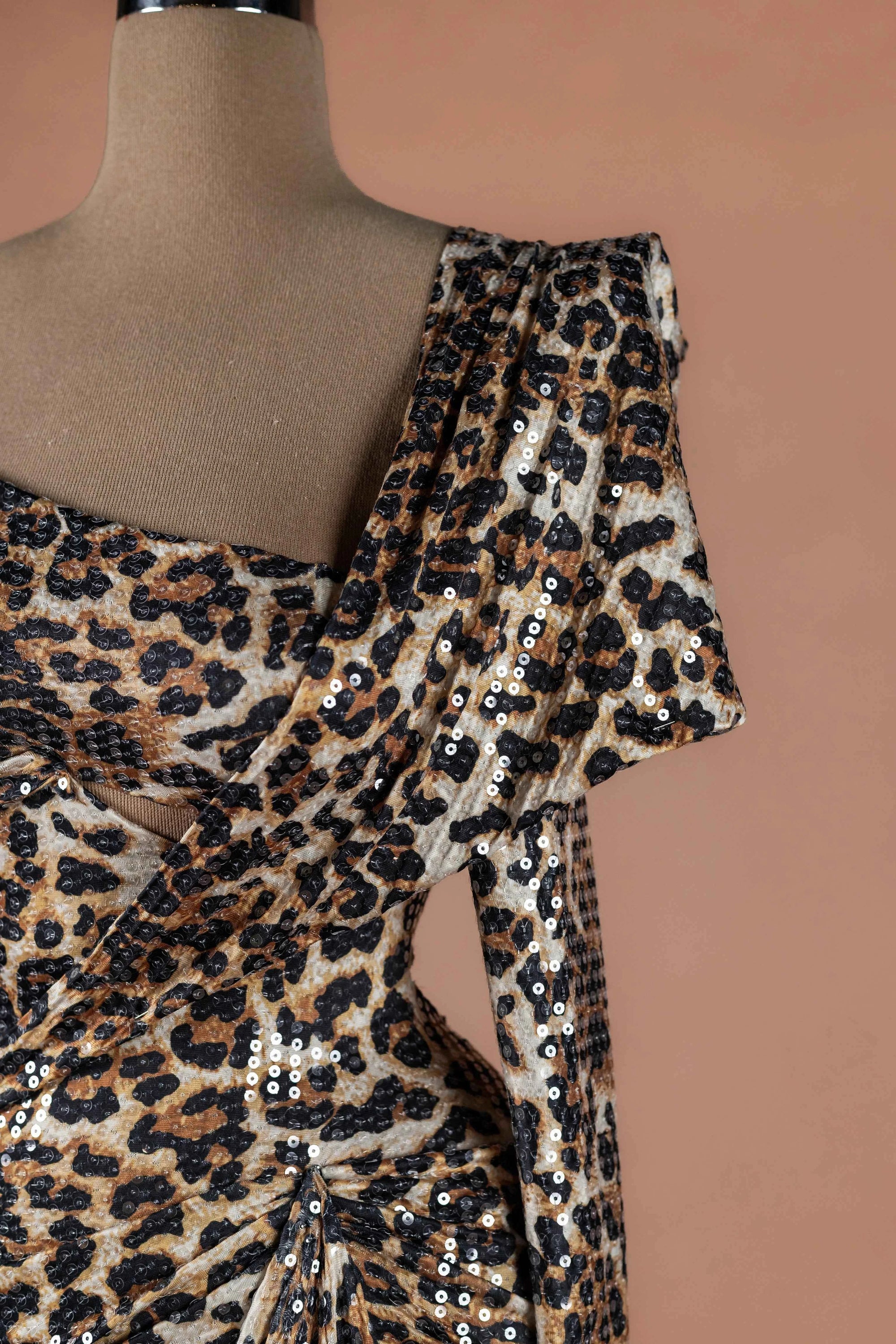 Sihëna Savanna Prowl — leopard-print asymmetric long-sleeve mermaid evening dress