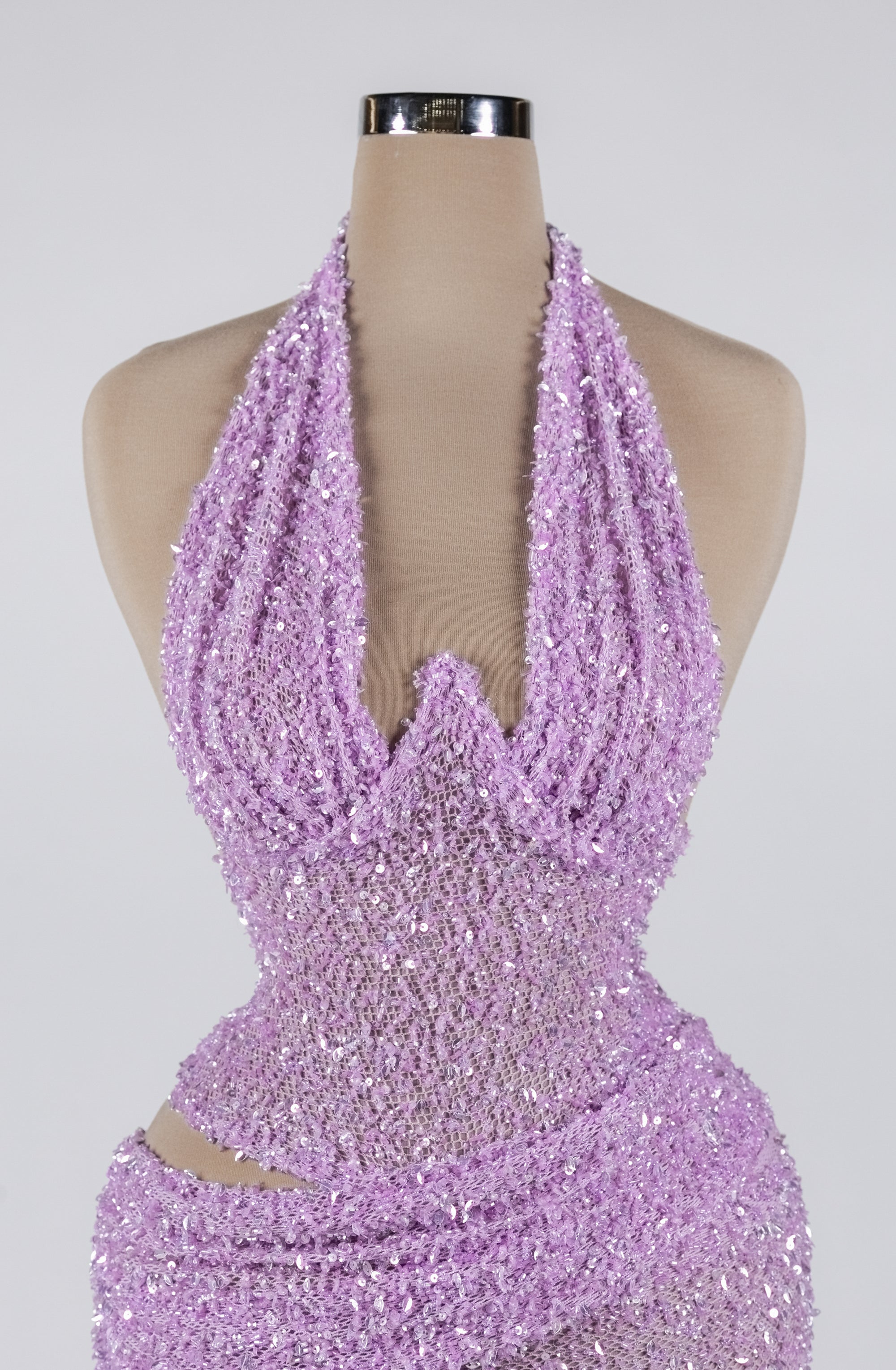 Sihëna Starlit Lilac Current — lilac halter sleeveless column evening dress