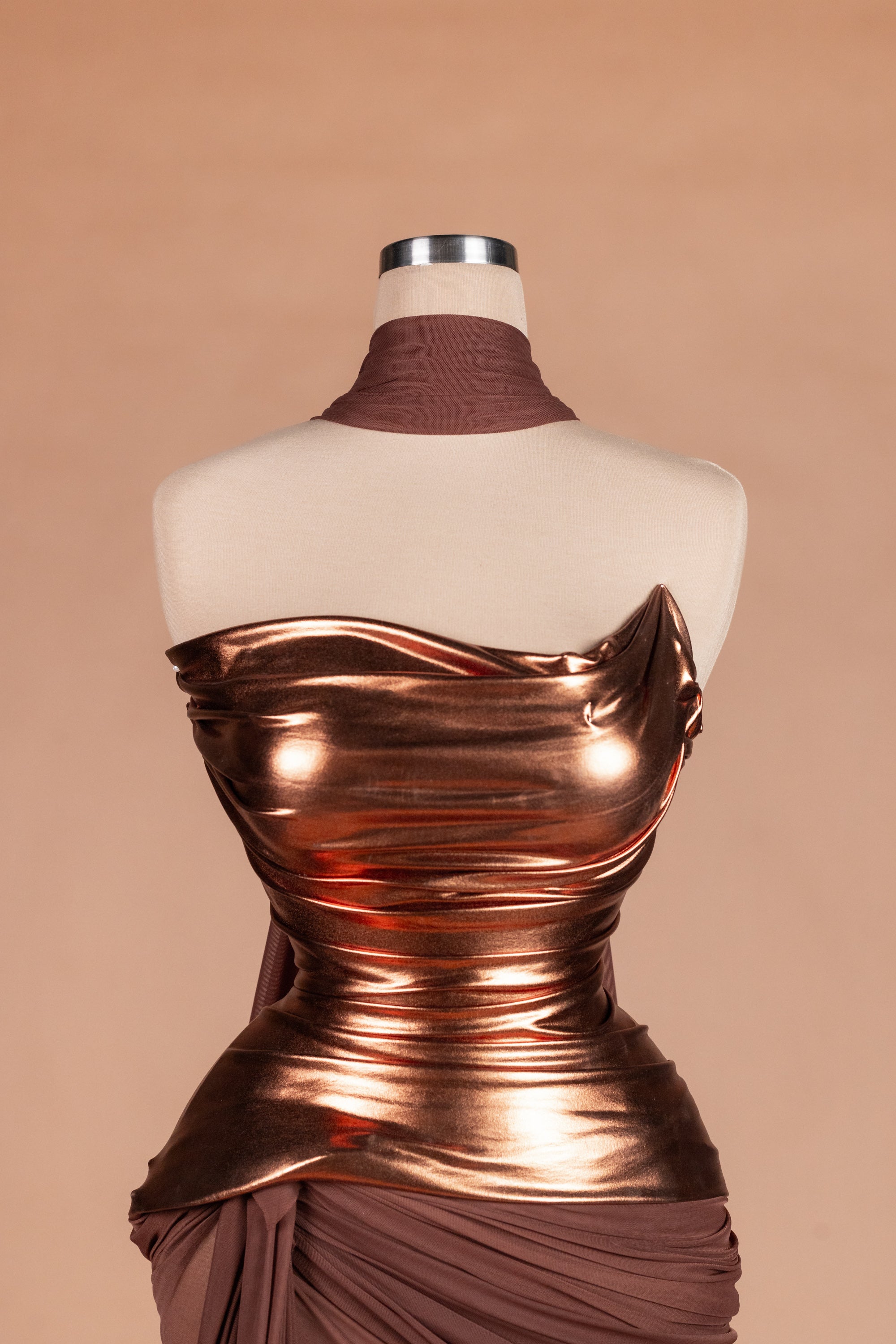 Sihëna Bronze Goddess — bronze sweetheart sleeveless mermaid evening dress